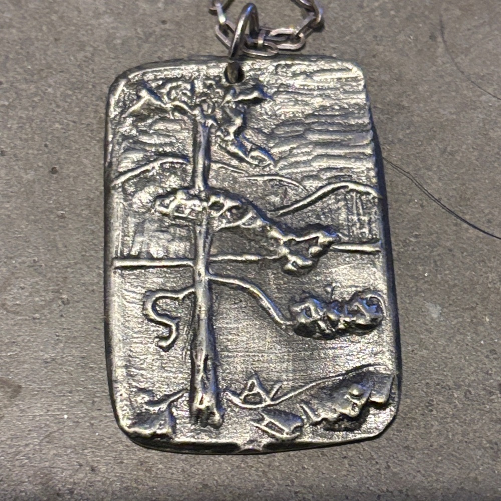 Sterling Silver Tree Relief Pendant Necklace - Silver